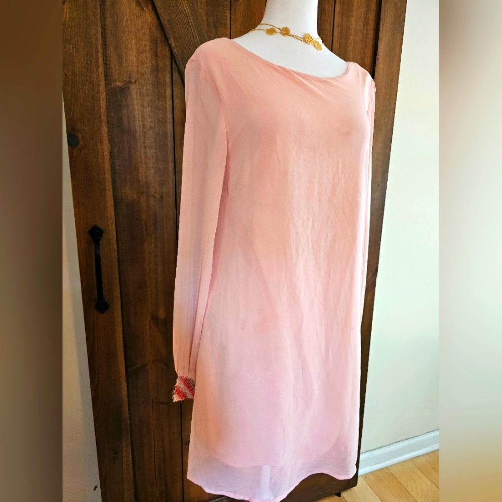 MOON COLLECTION PINK DRESS WITH BEADED SLEEVES